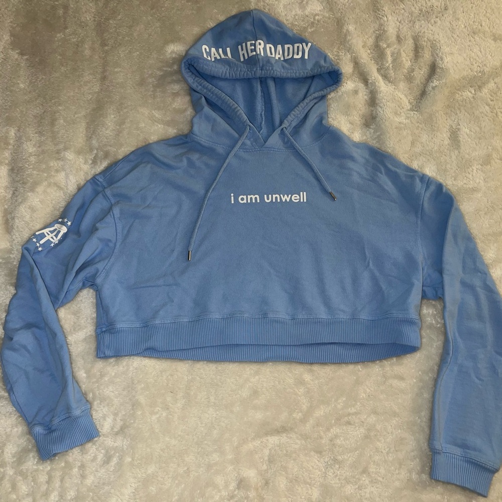Blue Call Her Daddy Barstool Cropped Hoodie